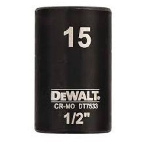 Clé à douille DEWALT courte 15mm 1/2 résistante aux chocs (1/2)