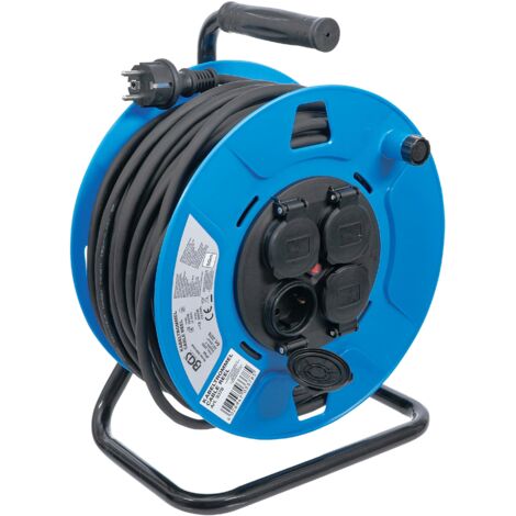 BGS Enrouleur de câble 50 m 3x1,5 mm² 4 prises avec capuchon de protection IP 44 3500 W - 3378 (1/4)