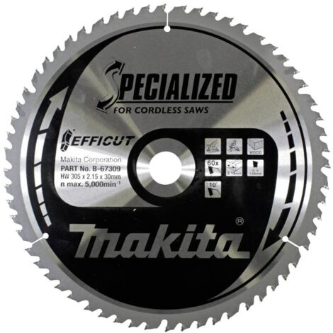 Makita – Lame de scie circulaire 305 mm B67309 – Ø alésage 30 mm – 60 dents pour bois dur – Coupe nette sans éclat