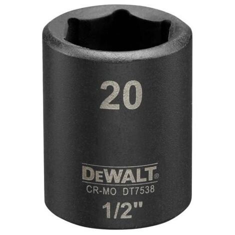 Clé à douille DEWALT courte 20mm 1/2 résistante aux chocs (1/2)