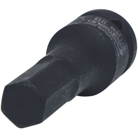 Kstools – Douille à chocs 6 pans 14mm – Entraînement carré 1/2' – Longueur 75mm – Acier chrome-molybdène – Normes ISO 1174, DIN 3121