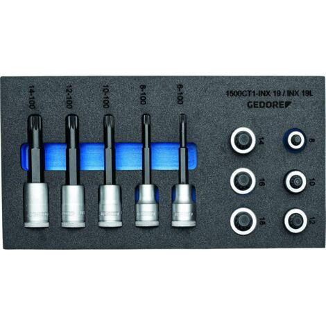 GEDORE 2957957 - Jeu d'inserts de tournevis 1/2" dans le module CT , 1500 CT1-INX 19 LK (1/4)