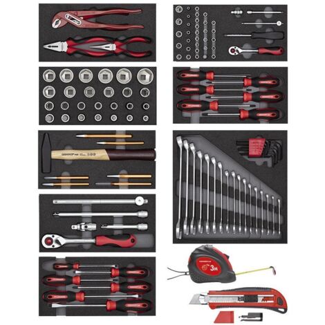Gedore – Coffret multi-outils 119 pièces – Outils conformes aux normes DIN et ISO – Module en mousse pour rangement organisé – Poids 14,46 kg (1/5)