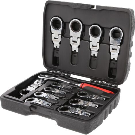 Kstools – Jeu de clés à cliquet 13 pcs – Tête pivotante 180° – Denture précise 72 dents – Acier chromé vanadium – Mallette plastique solide (1/4)