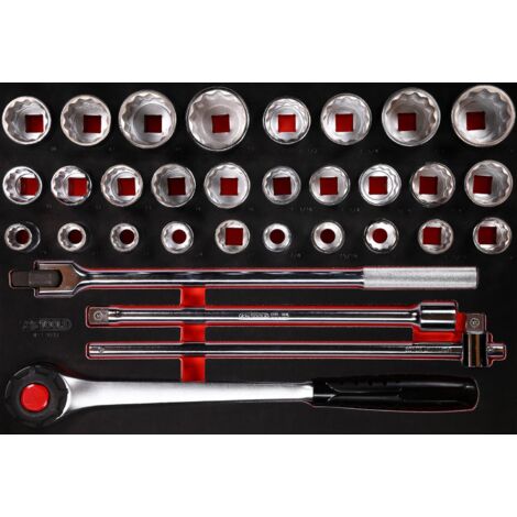 Kstools – Jeu de clés à douille 3/4' – 32 pcs – Insert en mousse – Résistant aux hydrocarbures – Pour environnements exigeants (1/2)