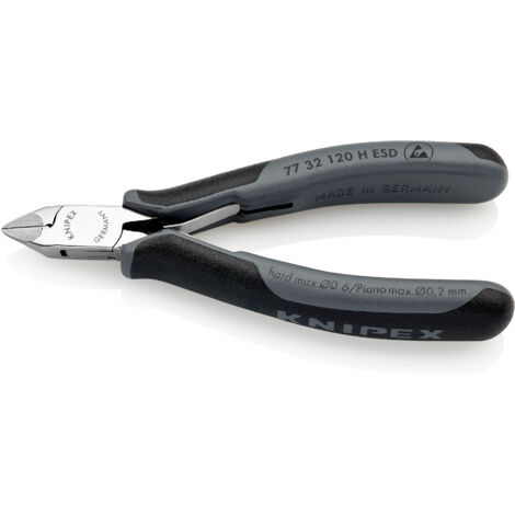 KNIPEX 77 32 120 H ESD Pince coupante de côté pour l'électronique à tranchants au carbure rapportés ESD avec poignées multimatières 120 mm (1/4)