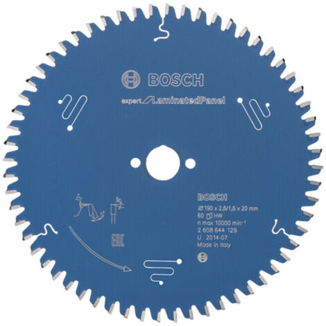 Bosch – Lame de scie circulaire 190mm pour panneaux stratifiés – Alésage 20mm, 60 dents ATB – Coupe nette sans éclat – 2608644129 (1/5)
