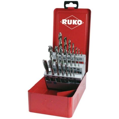 Assortiment tarauds machine hélic. et droits + forets HSS Co 5 21 pcs