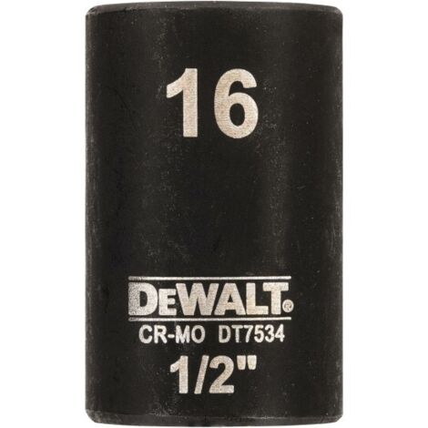 Clé à douille DEWALT courte 16mm 1/2 résistante aux chocs (1/2)