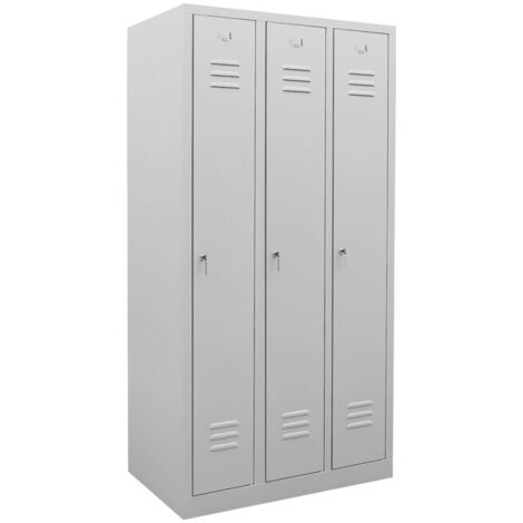 Armoire-vestiaire STIER, 3 compartiments, 1 800x870x500 mm, gris clair (1/4)
