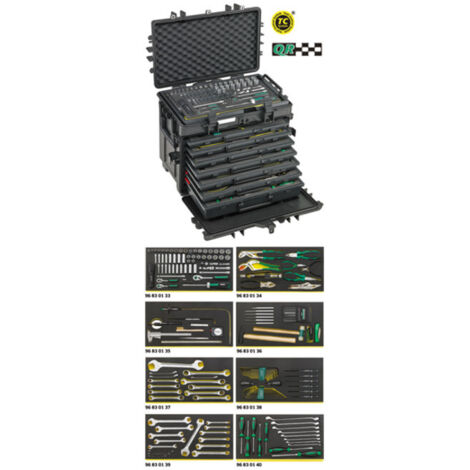 13221 WT/TS Kit AOG pour avions, dans coffre à outils à roulettes réf. 13217 163 Werkzeuge 29 kg
