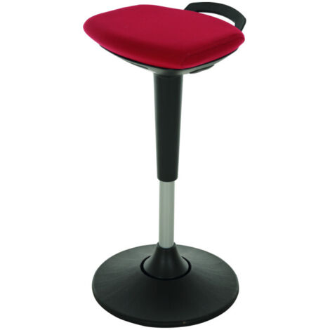 STIER Assis-debout multiposition avec pied à disque, hauteur d'assise 600-840 mm, rouge, noir, forme ergonomique, réglage en hauteur, chaise d'atelier