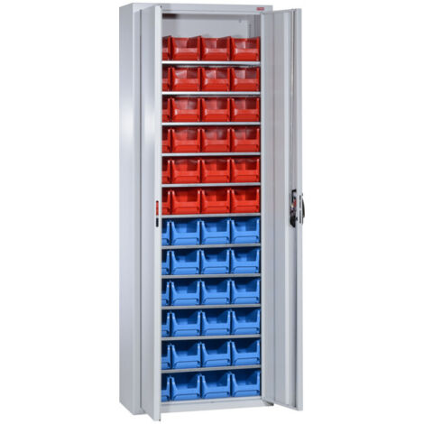 Armoire avec 48 boîtes de rangement ouvertes à l'avant STIER, H1980xL700xP300mm (1/5)