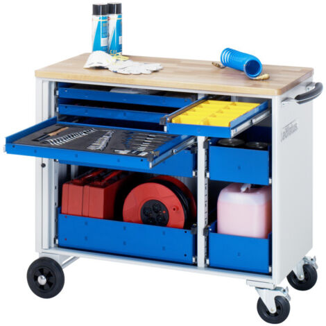 Chariot à outils Rau avec 5 tiroirs hêtre LxPxH 1025x520x890mm (1/4)