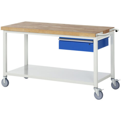 Etabli mobile brut avec tablette et tiroir LxPxH 1500x700x880mm (1/5)