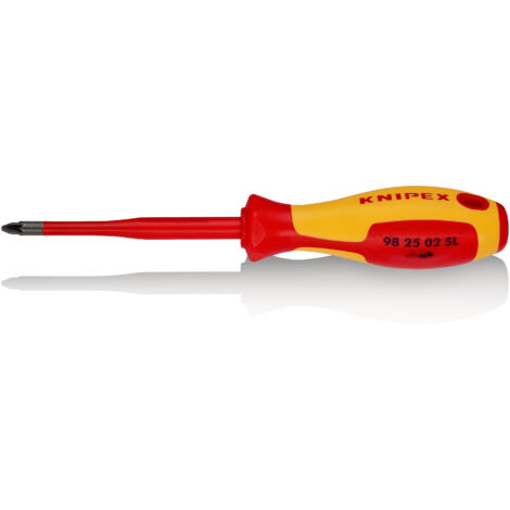 KNIPEX 98 25 02 SL Tournevis (Slim) pour vis à tête cruciforme Pozidriv® poignée isolante bi-matière, certifiée VDE brunie 212 mm (1/2)