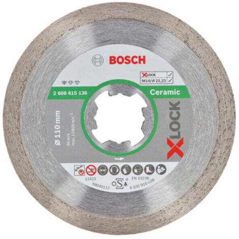 Bosch X-LOCK Disque à tronçonner diamanté Standard for Ceramic 110 x 22,23 x 1,6 x 7,5 mm - 2608615136