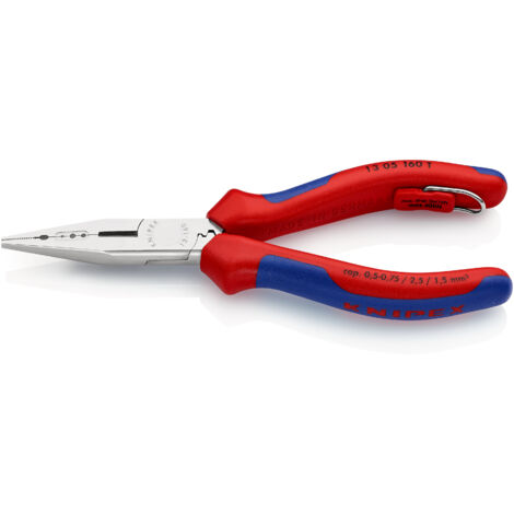 KNIPEX 13 05 160 T BK Pince multifonctions avec gaines bi-matière, avec œillet intégré pour fixation d’un dispositif antichute chromée 160 mm (1/6)