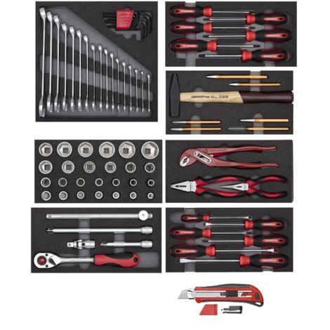 Gedore – Jeu d'outils 81 pcs 3301655 – Acier au chrome-vanadium – Dimensions ajustables 484-570 x 70 x 345-410 mm – Adaptable à servantes d'atelier - R21010000 (1/5)