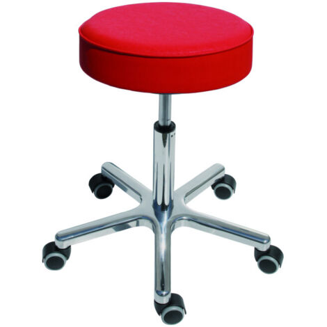 STIER Tabouret pivotant à roulettes hauteur d'assise 540-720 mm, similicuir rembourré rouge, forme ergonomique, réglage en hauteur, chaise d'atelier, tabouret d'atelier (1/4)