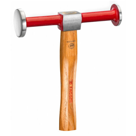 Marteau de bombage et de lissage de façade Manche en hickory manche rond face plate Ø 32 mm face bombée ronde Ø 40 mm (1/2)