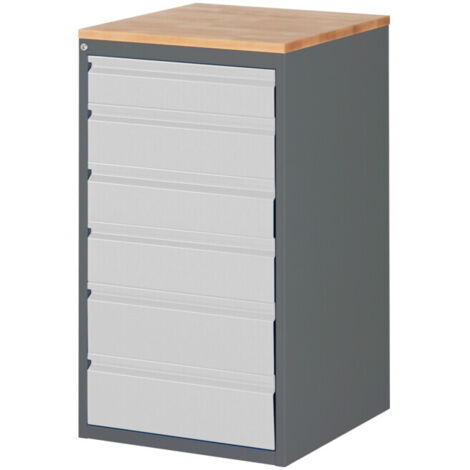 Armoire à tiroirs STIER Premium avec 6 tiroirs et dessus en hêtre, lxPxH 580x650x1 035 mm (1/4)