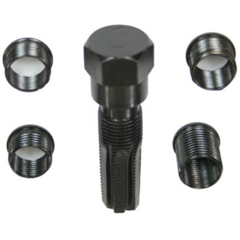 Bgs Technic – Kit de réparation filet de bougie M12 x 1,25 mm – 5 pièces – Taraud HSS avec entraînement hexagonal – Douilles de 9,5 à 19 mm