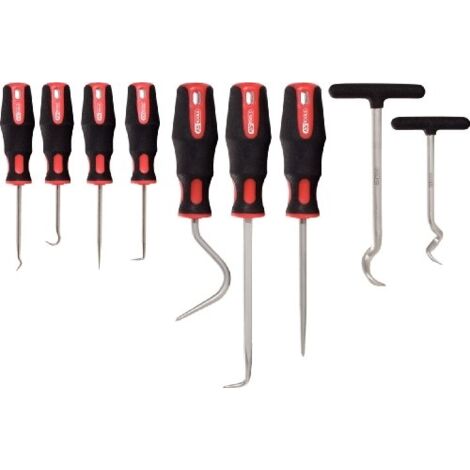 Ks Tools – Jeu de crochets MASTER 9 pcs – Acier à outils spécial – Pour joints toriques et d'étanchéité – Précision et durabilité