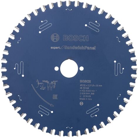 Bosch – Lame de scie circulaire 230mm – Alésage 30mm – Largeur 2mm – 48 dents MTCG – Pour panneaux sandwich avec tôles d'acier