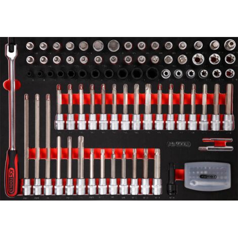 Kstools – Module de douilles 1/2' 111 pcs – Largeur 561 mm – Longueur 388 mm – Résistant aux hydrocarbures – Pour rangement atelier