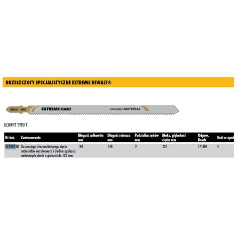 DEWALT - LAMES APPLICATION SPÉCIALES UNIVERSELLES DE 47 À 148 MM - MODÈLE: DT2084