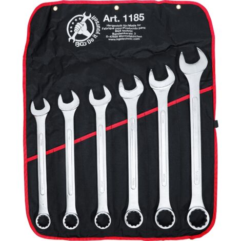 Jeu de clés mixtes XXL 34 - 50 mm 6 pièces – Acier à outils forgé à chaud – Têtes polies brillantes – Cliquet coudé à 15°
