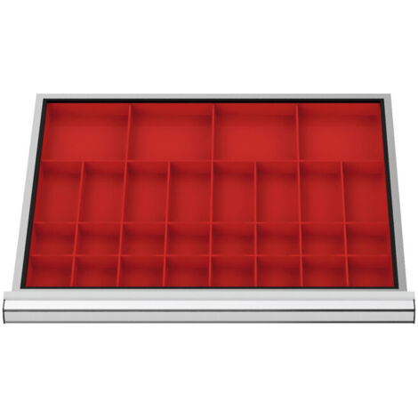 Compartimentage de tiroir STIER, bacs pour petites pièces, BLH 50 mm, dimensions intérieures 600x450 mm, 4 KTK 150x150 mm (1/4)