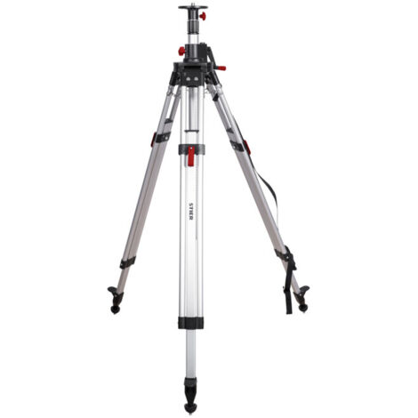 Stier – Trépied pour niveau laser 340 cm – Construction aluminium robuste – Hauteur réglable 118-340 cm – Filetage 5/8 pouce pour laser rotatif