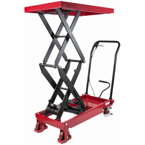 STIER Chariot à doubles ciseaux à plate-forme élévatrice, charge max. 350 kg, plateforme 910 x 500 mm, fonction de levage par pédale, table élévatrice mobile
