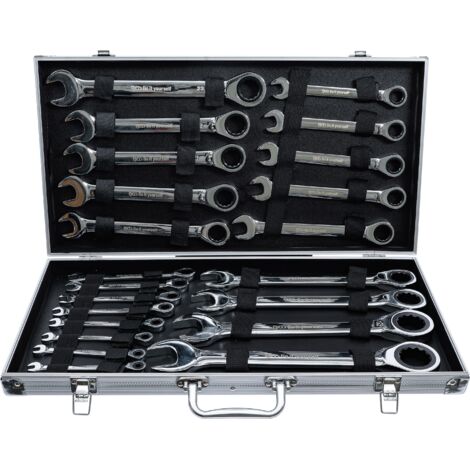 Coffret multi-outils 22 pièces – Jeu de clés mixtes à cliquet 6 - 32 mm – Cliquet 72 dents avec angle de réglage 5°