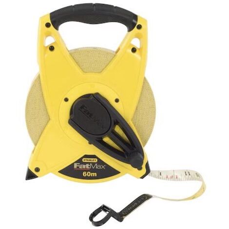 Stanley – Ruban à mesurer en fibre de verre 60 m x 19 mm – Précision optimale – 64 fils pour durabilité – Boîtier ABS résistant aux chocs