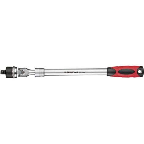 Gedore red Cliquet télescopique articulé, réversible, tête pivotante à 180°, 1/2 pouce, poignée ergonomique bi-matière, tube en acier, rouge/noir (1/10)