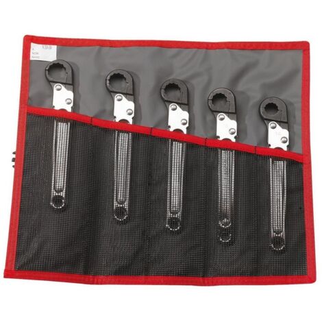 Facom Clé à cliquet ouverte avec butée d'arrêt Set dans pochette pliante en 5 parties