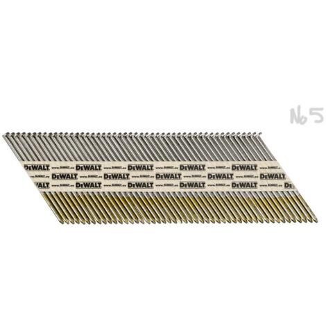 Clou en bande DNPT 2,8 x 63 mm 33 degrés Lisse Blank DEWALT 2000 pièces