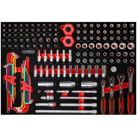 Jeu de clés à douille 1/4''+ 3/8" dans insert en mousse, 156 pcs KS Tools (1/2)