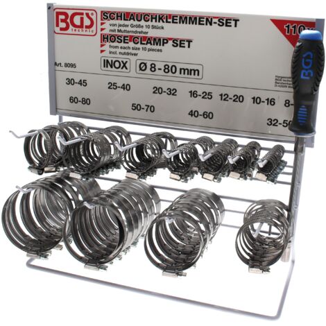 Assortiment de colliers inoxydable sur tableau 111 pièces BGS (1/6)