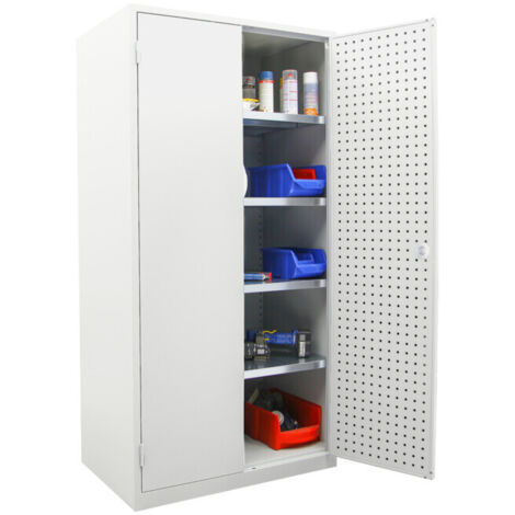Armoire d'atelier à serrure STIER LP 1940x1000x600mm, gris clair (1/5)