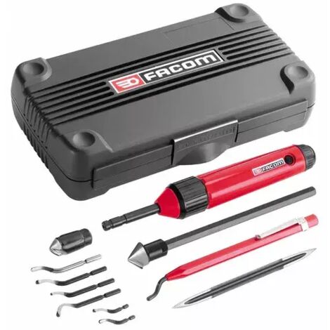 Facom – Coffret multi-outils ébavurage-chanfreinage pour acier et aluminium – Longueur utile 110 mm – Jeu de 10 lames HSS – 325