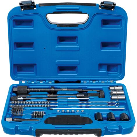 Bgs Technic – Kit de nettoyage de siège et compartiment d’injecteur – 4 brosses en acier – 3 fraises pour entretien automobile – Outil mécanicien