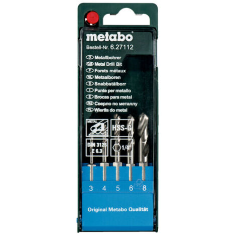 Coffret de forets HSS-G. 5 pièces E 6.3 metabo (1/2)