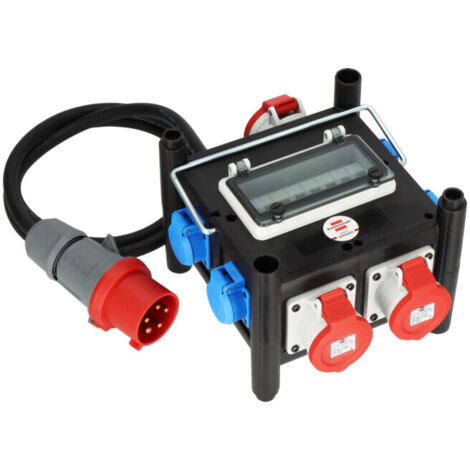 Brennenstuhl – Répartiteur électrique 400V/32A – 2xCEE 400V/16A, 1xCEE 400V/32A, 4x 230V – Boîtier IP44 pour chantiers extérieurs