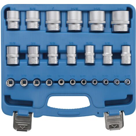 Jeu de douilles, six pans 6,3 mm (1/4"), 12,5 mm (1/2") en pouce 24 pièces BGS (1/5)