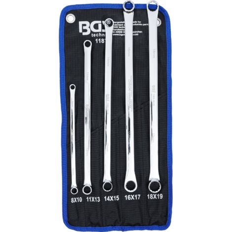 Bgs Technic – Clés mixtes extra-longues SW 8-19 mm – 5 pièces – Acier chrome-vanadium – Étui Tetron – Profil dodécagonal – 1187 (1/4)