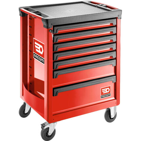 Facom – Armoire à outils 7 tiroirs en polypropylène – Roulettes pivotantes pour maniabilité – Plan de travail résistant aux chocs – Charge maximale 800 kg (1/3)